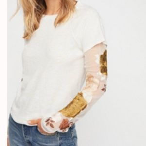 Free People White mesh Long sleeve shirt